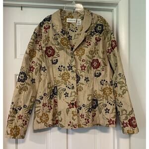 ALFRED DUNNER Tapestry Blazer Jacket Women's 20 Button Up Floral Notch Feminine